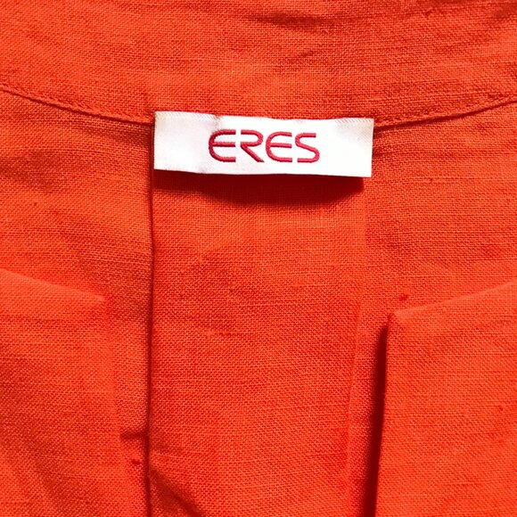 ERES Linen Bibi Kaftan Maxi Dress Womens OS Orange Short Sleeve V-Neck Cover Up - Picture 6 of 12